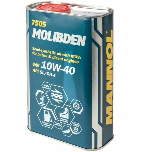 Моторное масло MANNOL MOLIBDEN 10W-40 полусинтетическое 1 л 1120M