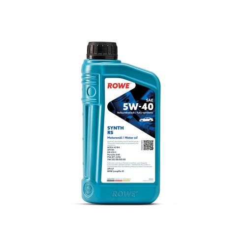 ROWE 20163020099 Масло моторное ROWE HIGHTEC SYNTH RS SAE 5W-40 (20л) SN/CF ACEA A3/B4 PSA B71 2296 Renault RN 0700/0710 Fiat 9.55535-H2/M2 GM-LL-B-025 BMW Longlife-01 MB-Freigabe 229.5 Porsche A40 VW 502 00/505 00