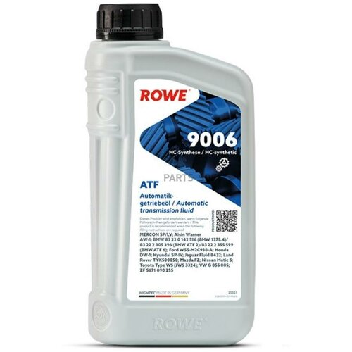 Масло Трансмиссионное Rowe 1Л Нс-Синтетика Hightec Atf 9006 Hyundai Sp-Iv ROWE арт. 25051-0010-99