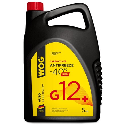 Антифриз G12+ (-40) Карбосиликатный Wog, 5кг. WOG арт. WGC0114