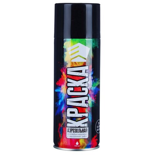 Ермак Краска аэрозоль 400мл, черная, глянцевая 02(9001/39)