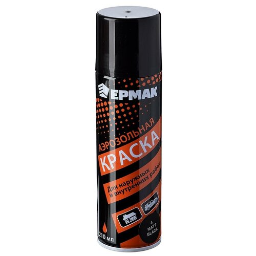 Ермак Краска аэрозоль 400мл, черная, матовая 20(9001/4)