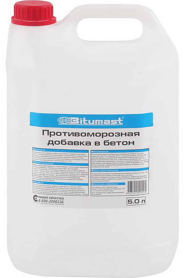 Добавка в бетон противоморозная Bitumast 5 л /1