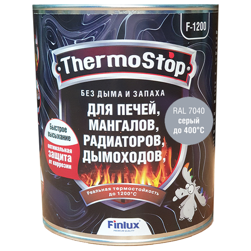 Краска, Грунт-Эмаль Finlux F-1200 до +1200°C Антикоррозионная, Быстросохнущая, Кремнийорганическая, Матовое покрытие, ral 1015, 1 кг, 400 С