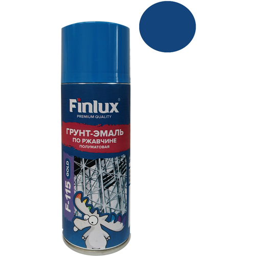 Аэрозольная краска Finlux F-115 "Универсальная в баллончике" Быстросохнущая, Акрил-Силиконовая, Полуматовая, Синия Ral 5010 520 мл