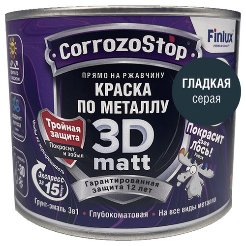 Антикоррозионная термостойкая грунт-эмаль Finlux F-115 Gold Ral-7016 (Темно-серый), 0,5л