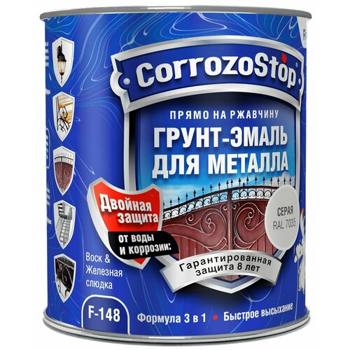 Грунт-эмаль Finlux F-148 Gold по ржавчине 3 в 1, краска по металлу, глянцевое покрытие, 0.25 кг, цвет Вечнозеленый