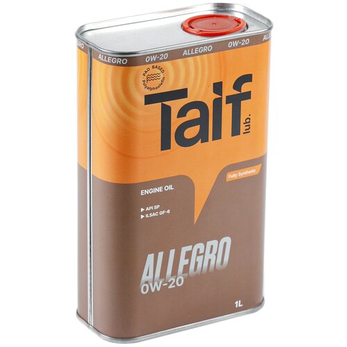 Моторное масло TAIF ALLEGRO 0W-20 синтетическое, PAO, API SP, ILSAC GF-6, 1л