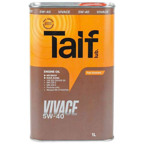 Моторное масло Taif Lub Taif Vivace синтетическое, 5W-40, 1 л 211025 .