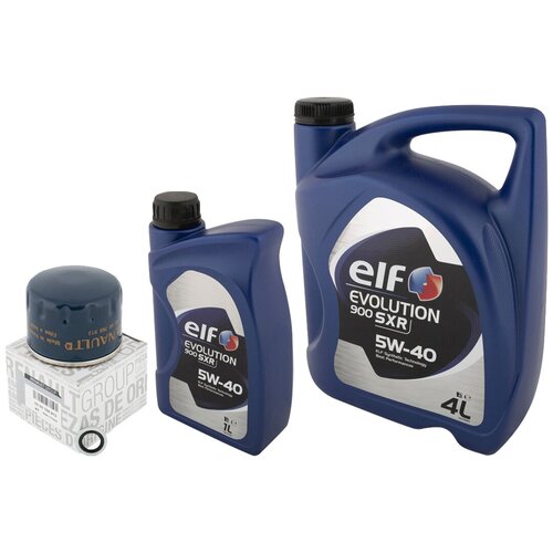 Набор для замены масла в двигателе Renault Logan и Sandero 1.6 K4M (с маслом ELF 5W-40 11100501, 11090301 и оригинальным масляным фильтром 7700274177)