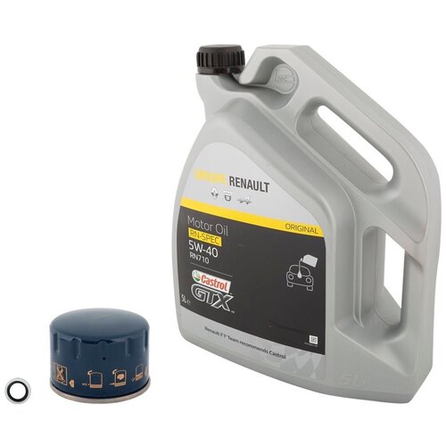 Набор для замены масла Renault Sandero, Logan 1,6 K7M/K4M (с Castrol GTX 5W-40 RN 0710 OEM: 7711943691 и масляным фильтром)