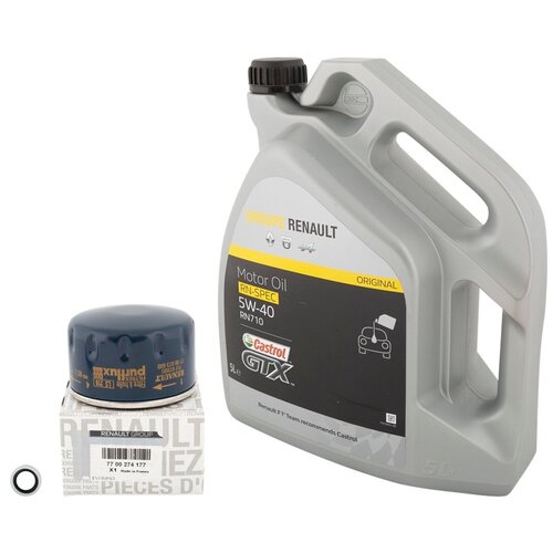 Набор для замены масла в двигателе 1.6 K7M/K4M Renault Logan и Sandero (с Castrol 5W-40 RN0710 7711943691 и оригинальным масляным фильтром 7700274177)