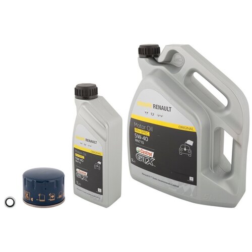 Набор для замены масла в двигателе Renault Kaptur и Duster 2.0 F4R (с моторным маслом Renault Castrol 5W-40 RN0710 OEM:7711943691 и масляным фильтром)