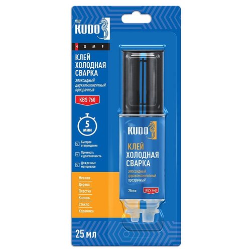 Клей эпоксидный Kudo Home KBS-760, двухкомпонентный, 25 мл, прозрачный