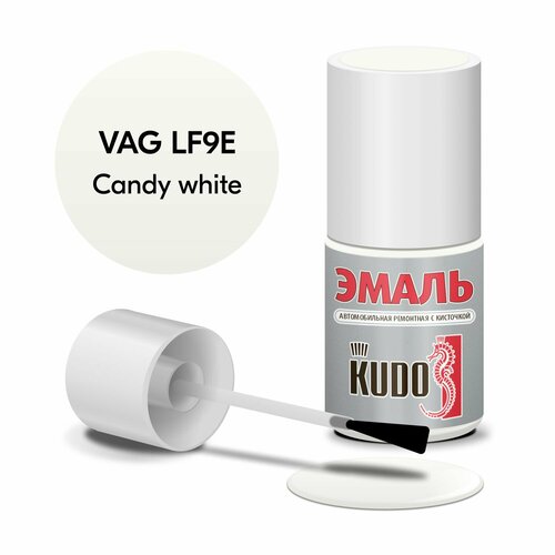 Эмаль автомобильная KUDO ремонтная с кисточкой, Подкраска сколов и царапин для авто, Эфиро-целлюлозная, SKODA LF9E Candy white