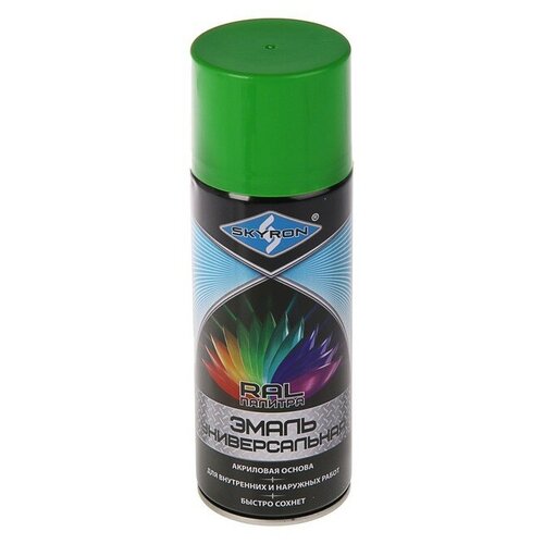 Эмаль универсальная акриловая SKYRON, светло-зеленая (RAL 6018), 520 мл.