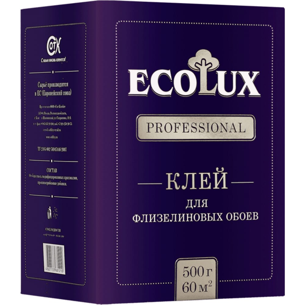 Клей для обоев ECOLUX PROFESSIONAL Флизелин 500 г 4607133681210