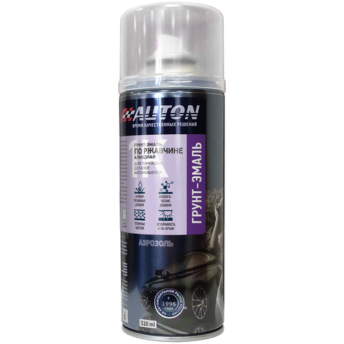 Грунт-эмаль по ржавчине AUTON, черный глянцевый, баллон аэрозоль, 520 мл