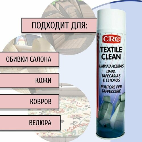Пенный очиститель салона, ткани, кожи и обивки автомобиля, ковров, велюра универсальный Textile Clean 400 мл 30559 CRC (Бельгия)