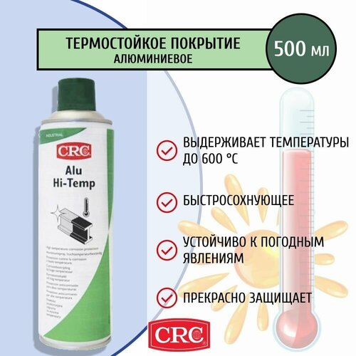 Термостойкое защитное покрытие алюминиевое спрей аэрозоль в баллончике Alu Hi-Temp 500 мл 32421 CRC (Бельгия)