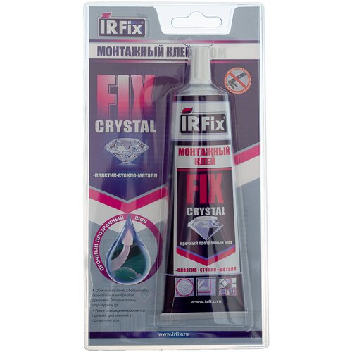 Клей монтажный CRYSTAL FIX - каучуковый, бесцветный (тюбик 100мл)