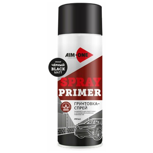 Акриловая грунтовка-спрей черная матовая AIM-ONE 450 мл (аэрозоль) SPR-MB4