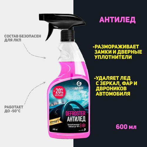 Средство для размораживания стёкол и замков Grass Defroster, антилёд, 600 мл