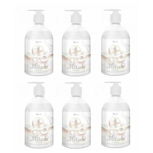 GraSS "Milana" Жидкое крем-мыло для рук, Жемчужное с дозатором, 500мл, 6 шт