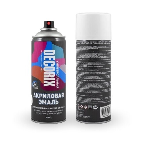 Эмаль аэрозоль акрил 520мл универ ( белая глянц) DECORIX