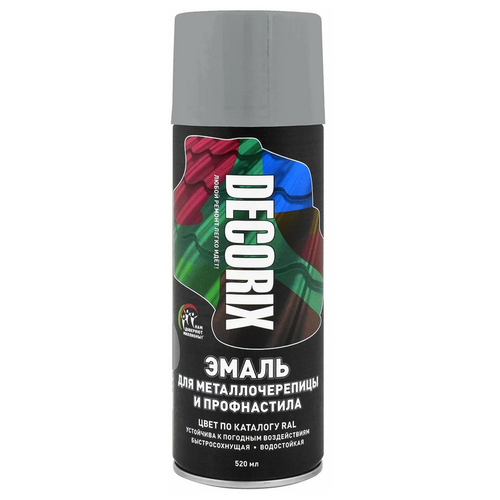 Эмаль для металлочерепицы и профнастила Decorix полуглянцевая (520мл) RAL 8017 (0137-8017 DX)