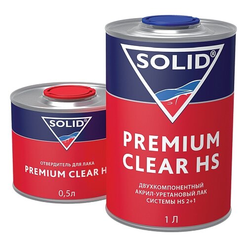 ЛАК SOLID "PREMIUM CLEAR HS", 2К, акрил-уретановый, банка 1 л. с отвердителем 500 мл.