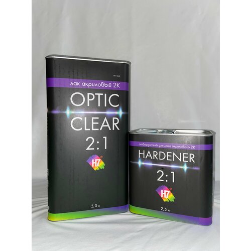 Лак акриловый 2K 2:1 Optic clear 5 л + Отвердитель Optic clear 2,5 л H7