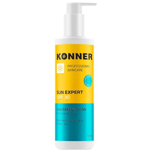 KONNER Крем от загара, SUN EXPERT SPF 30, солнцезащитный, увлажняющий с алоэ вера и пантенолом, для лица и тела, защитный крем от солнца, 150 мл
