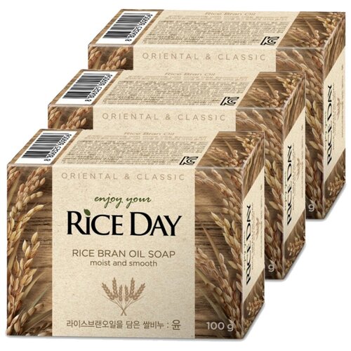 LION "RiceDay" Мыло туалетное с экстрактом рисовых отрубей, 100 г. х 3 шт.