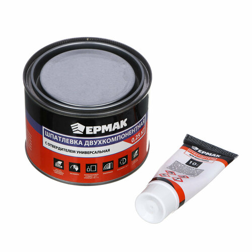 Ермак Шпатлевка двухкомпонентная, с отвердителем, универсальная, 0,25 кг