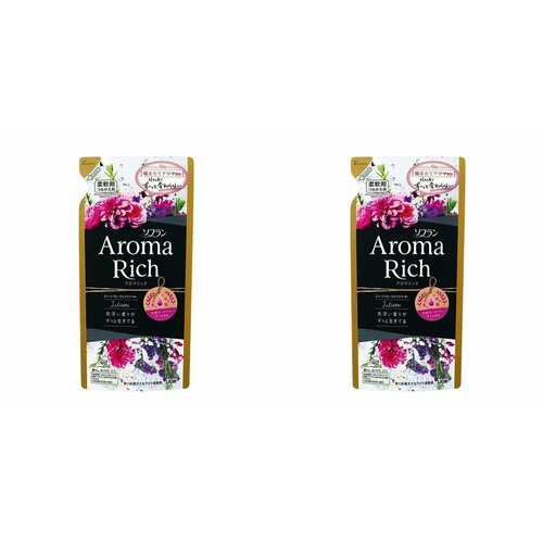 Lion Ополаскиватель для белья дезодорирующий Soflan Aroma Rich Juliette, с натуральными ароматическими маслами, 400 мл, 2 шт.