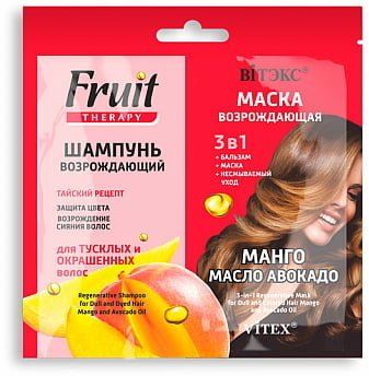 Шампунь возрождающий + маска возрождающая 3в1 "Манго и масло авокадо" FRUIT Therapy Витэкс