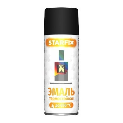 Краска-эмаль аэроз. термостойкая силиконовая черный STARFIX 520мл (SM-26804-1)