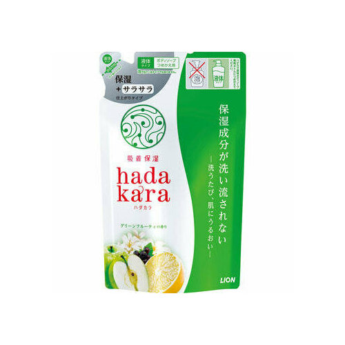 Lion Hadakara Увлажняющее жидкое мыло для тела, увлажнение и шелковистость, мягкая упаковка, 360 мл