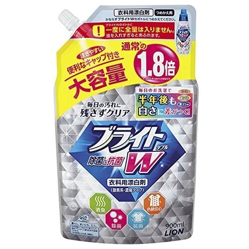 LION Отбеливатель "Bright W" жидкий для всех типов ткани, бутылка, 510мл