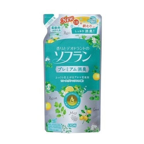 Кондиционер для белья Lion Япония Soflan Aroma Natural фруктовый аромат, сменный блок, 380 мл