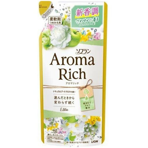 Кондиционер для белья Lion Soflan Aroma Rich Ellie с натуральными ароматическими маслами, в мягкой упаковке 400 мл