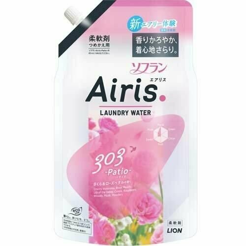 LION Прозрачный кондиционер для белья "Soflan Airis" с воздушным ароматом Patio (женский аромат) 850 мл, мягкая упаковка с крышкой