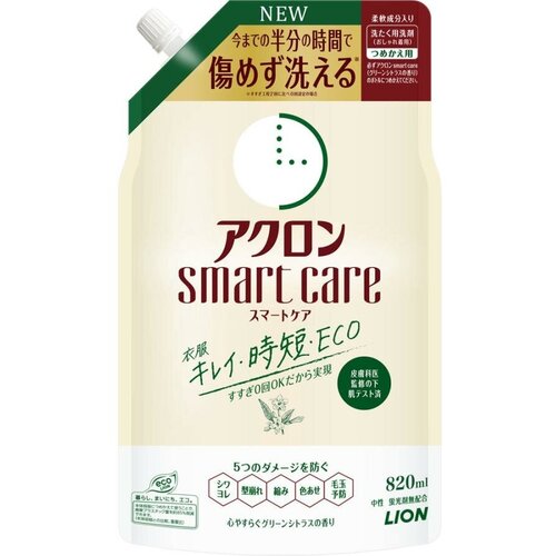 Lion Acron Smart Care Eco Green Citrus Жидкое средство для стирки деликатных тканей смягчающий с ароматом зеленых цитрусов 820 мл
