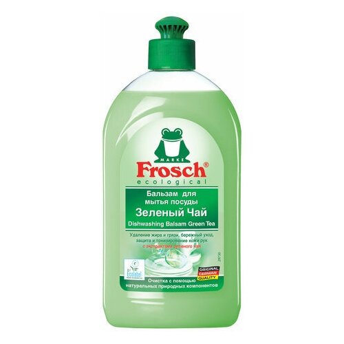 Средство для мытья посуды 500 мл FROSCH "Зеленый чай" (Германия), бальзам, защита кожи рук, ЭКО, пуш-пул, 712916, 1 шт.