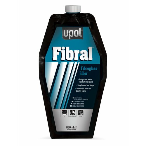 Шпатлевка со стекловолокном FIBRAL U-POL, желтая 880 мл