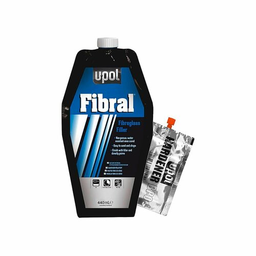 Шпатлевка со стекловолокном FIBRAL U-POL, желтая 440 мл