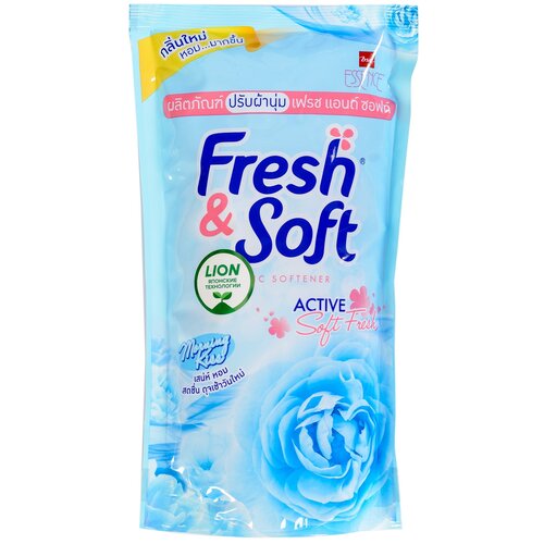 LION THAILAND Fresh&Soft Кондиционер для белья парфюмированный Утренний Поцелуй 600 мл сменный блок