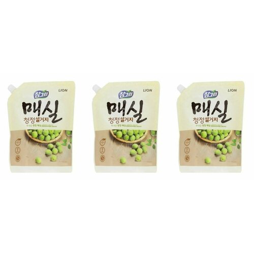 LION Средство для мытья посуды, овощей и фруктов Chamgreen Plum 300г сменный блок - 3 штуки