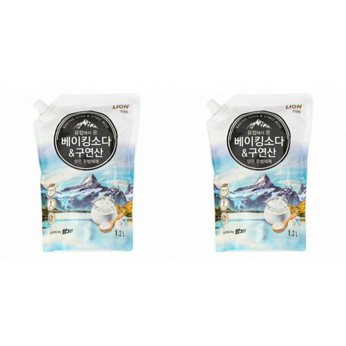 LION Средство для мытья посуды, овощей и фруктов с содой и лимонной кислотой Chamgreen 1200 г - 2 штуки